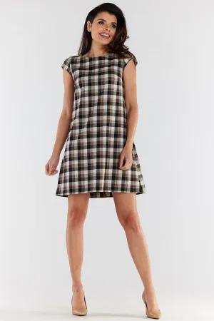 Elegant Checkered Loose Mini Dress
