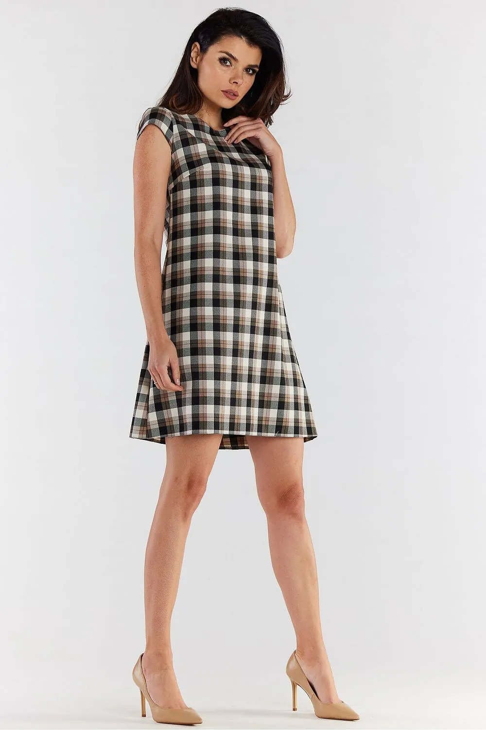 Elegant Checkered Loose Mini Dress