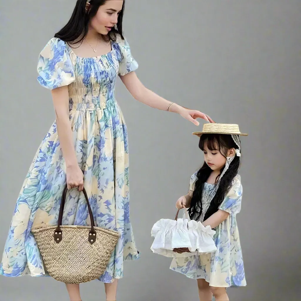 Elegant Floral Off-Shoulder Mommy and Me Dress Set  Perfect for Summer Outings