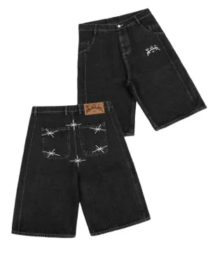 Embroidered Jean Shorts