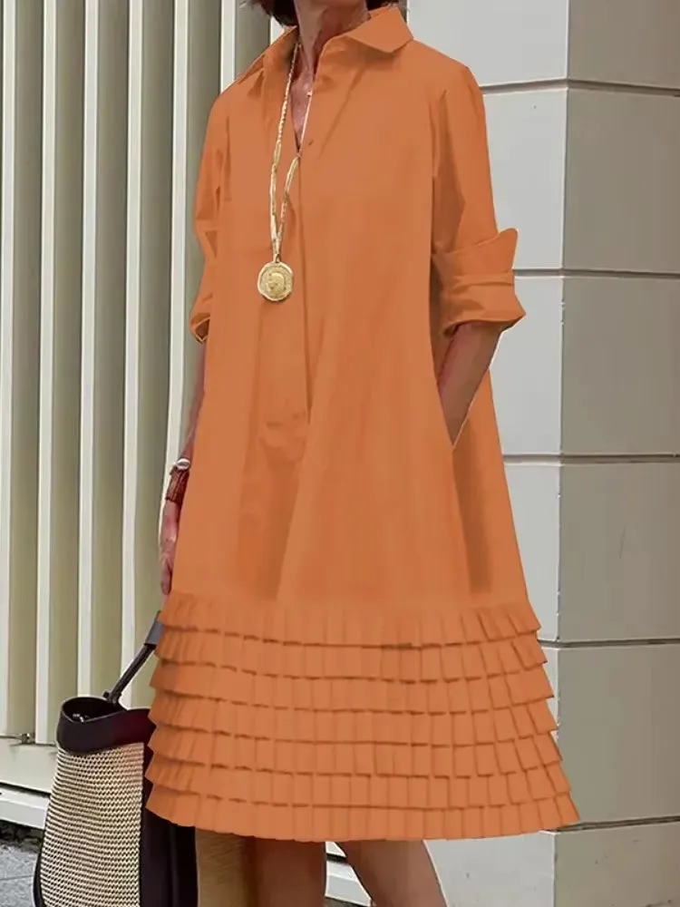 Fashion Layered Pleated Casual Going Out Midi Dresses