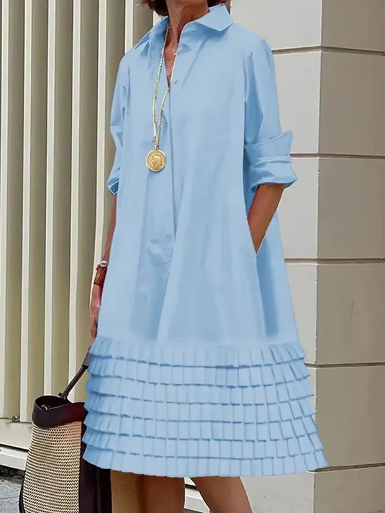 Fashion Layered Pleated Casual Going Out Midi Dresses