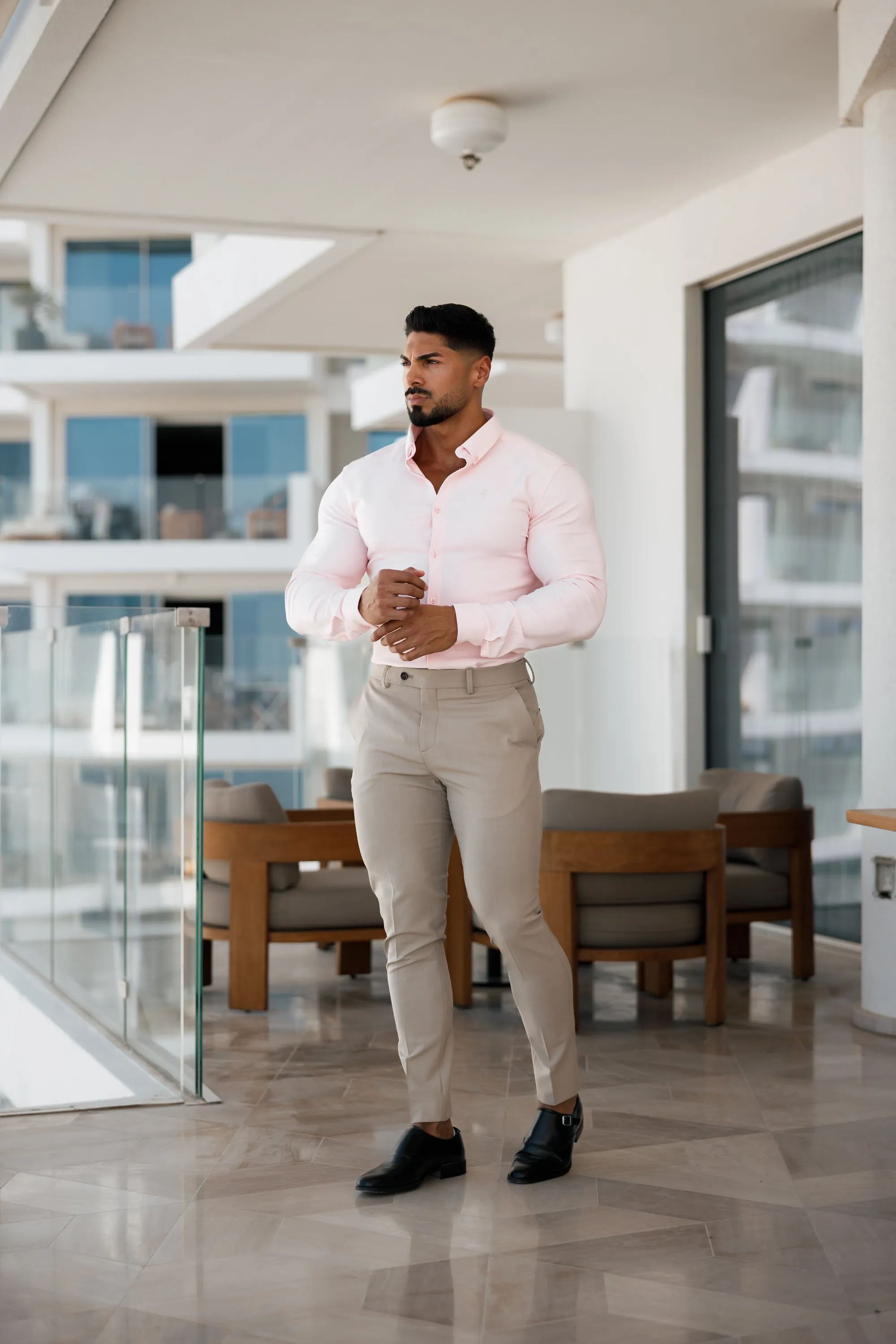 Father Sons Super Slim Scuba Pink Long Sleeve Stretch - FS880