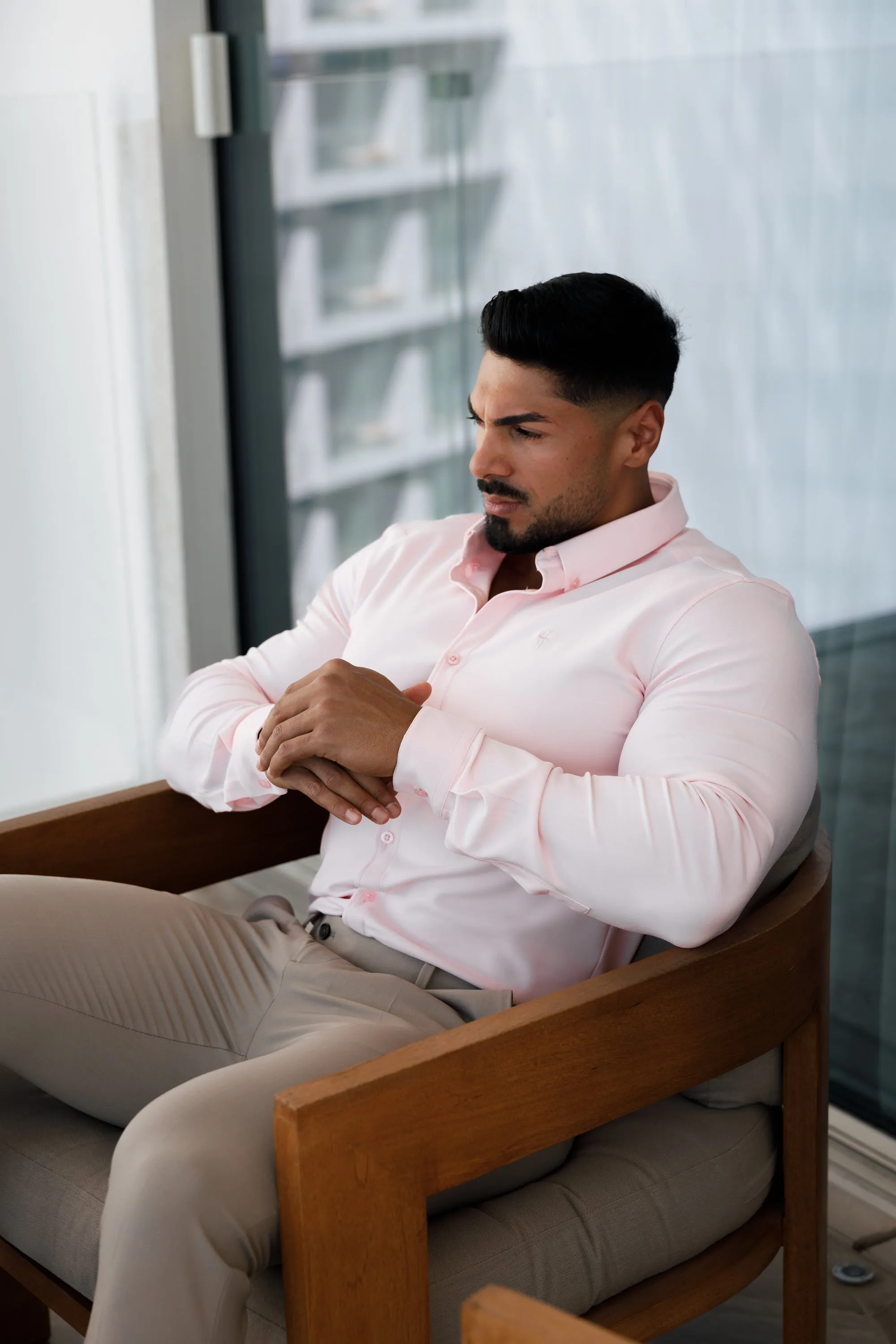 Father Sons Super Slim Scuba Pink Long Sleeve Stretch - FS880