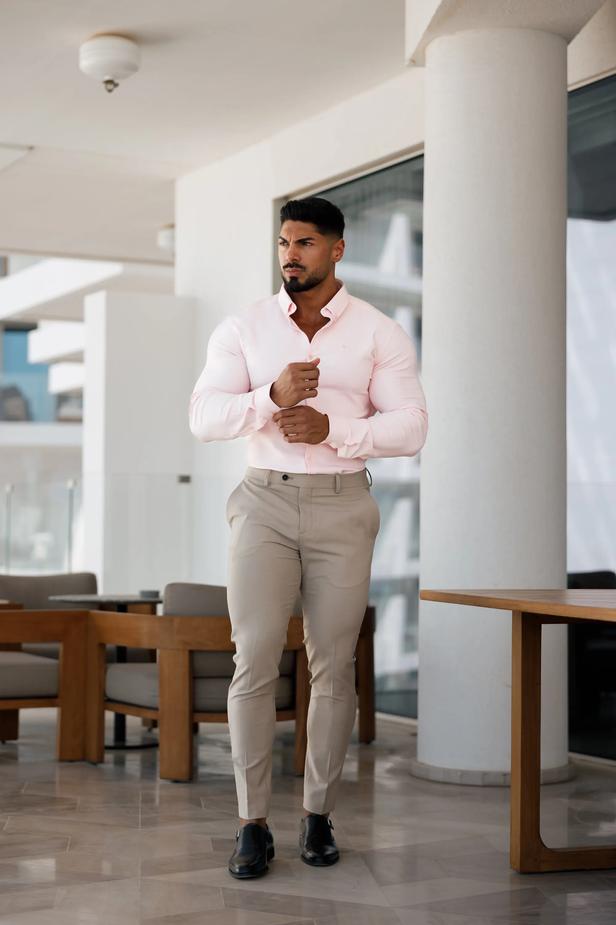Father Sons Super Slim Scuba Pink Long Sleeve Stretch - FS880