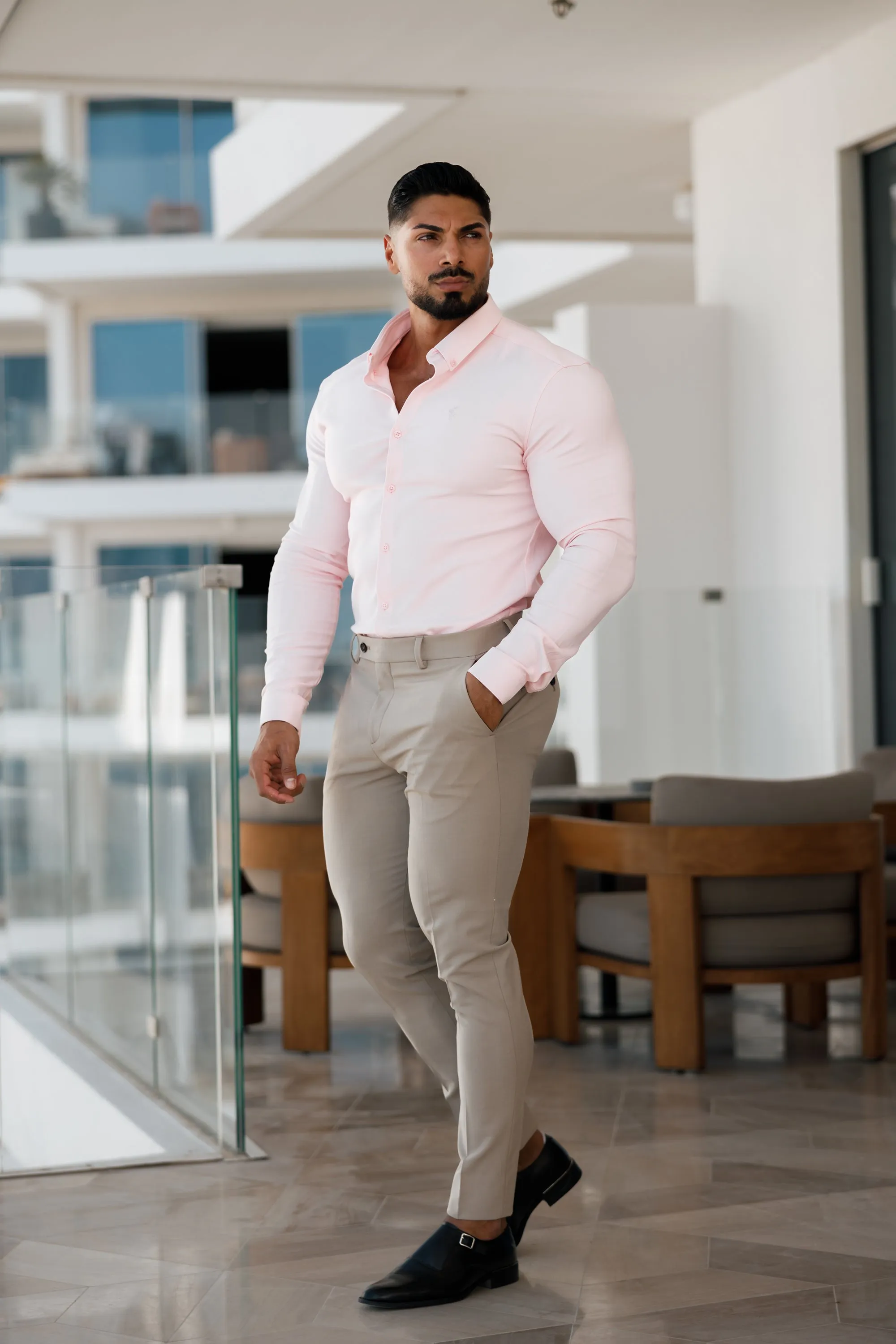 Father Sons Super Slim Scuba Pink Long Sleeve Stretch - FS880