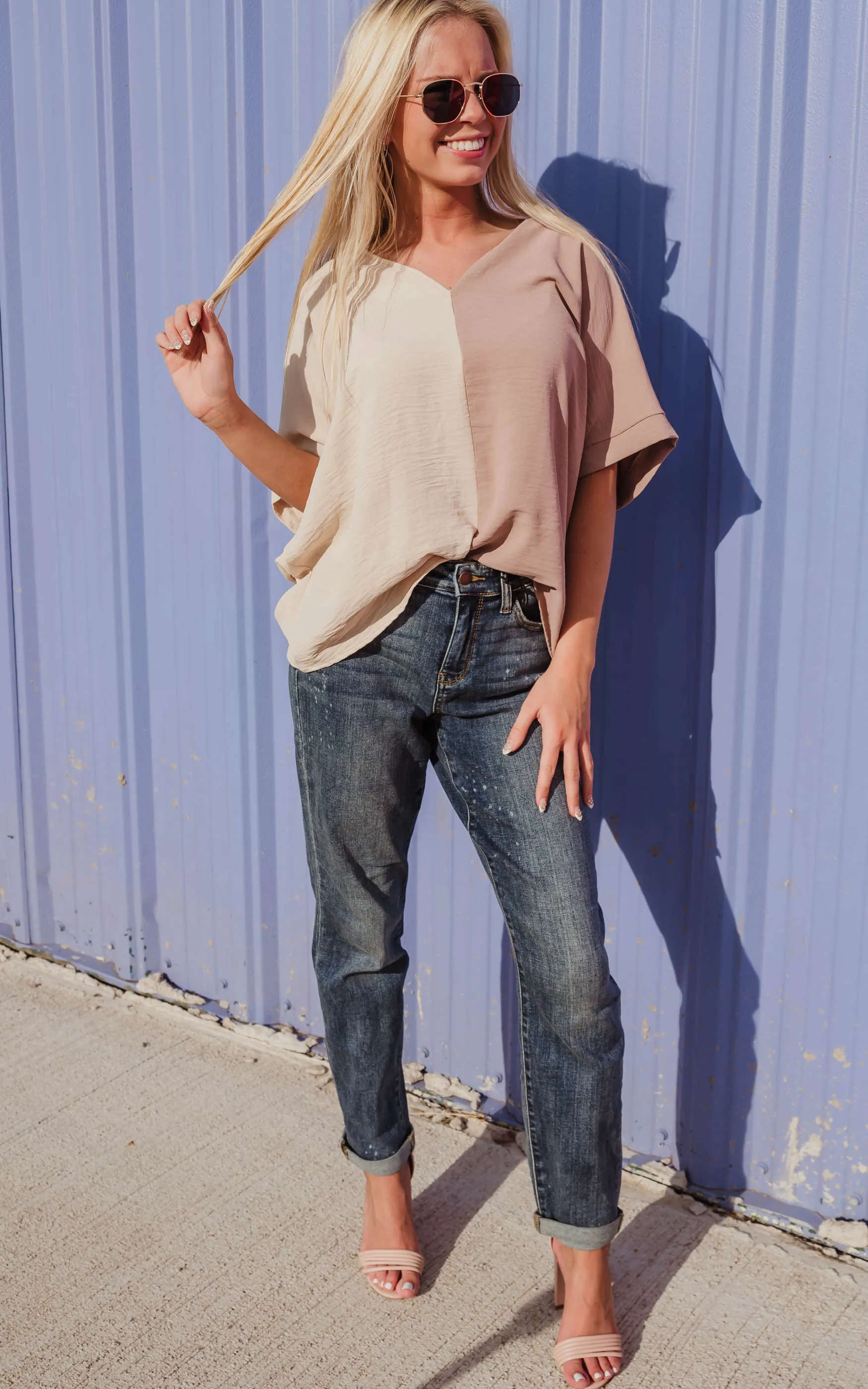 Feeling Neutrals Duo Tone Blouse