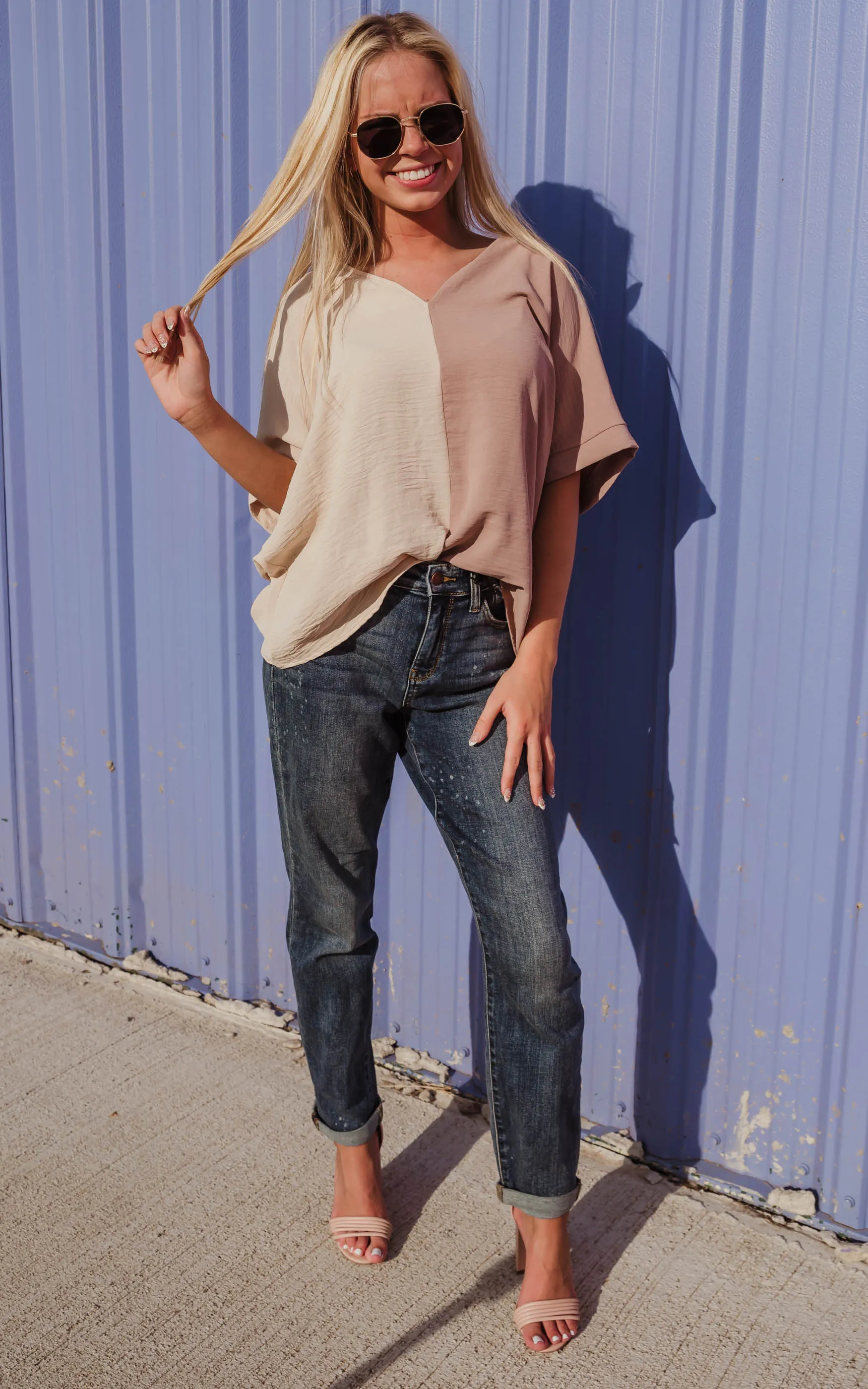 Feeling Neutrals Duo Tone Blouse