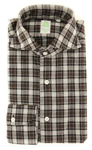 Finamore Napoli Brown Shirt - Extra Slim