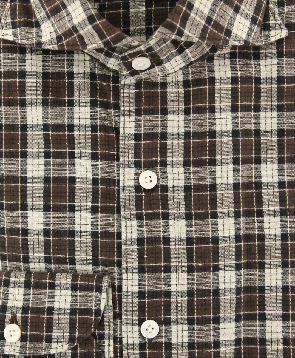 Finamore Napoli Brown Shirt - Extra Slim