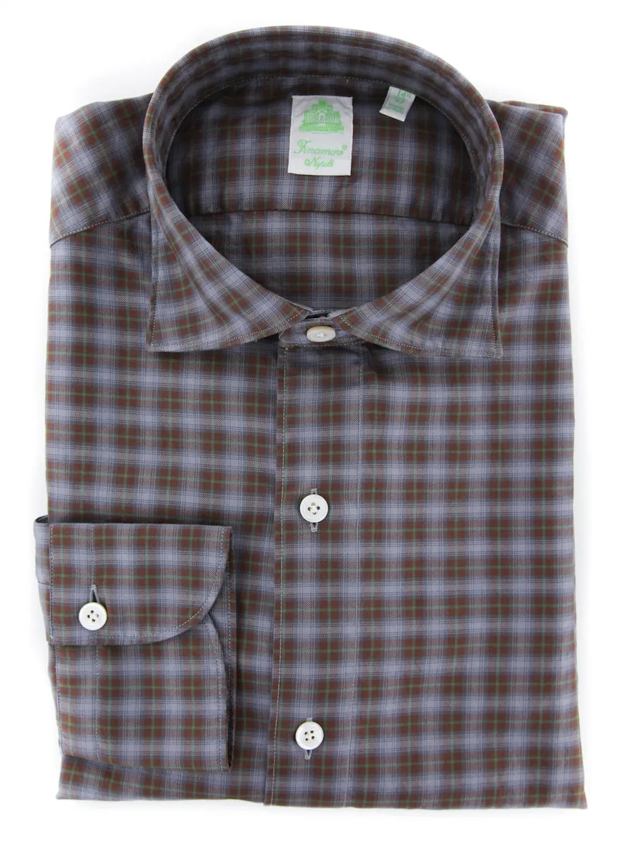 Finamore Napoli Dark Brown Shirt - Extra Slim