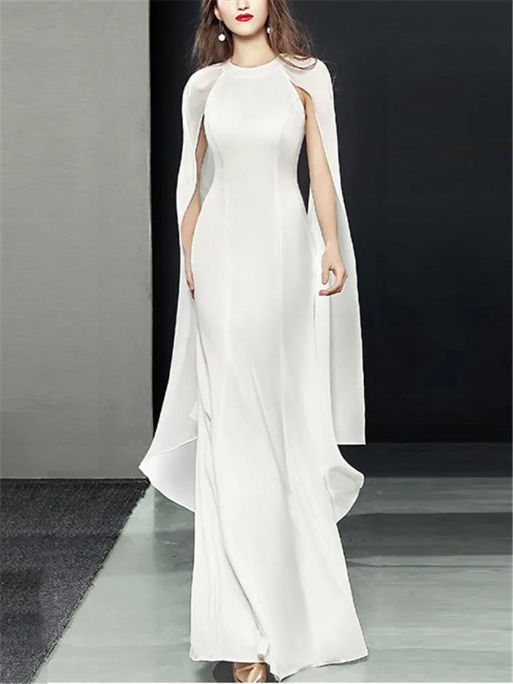 Flattering Halter Neck Fitted Waist Cap Sleeve Maxi Dress for Evening Party