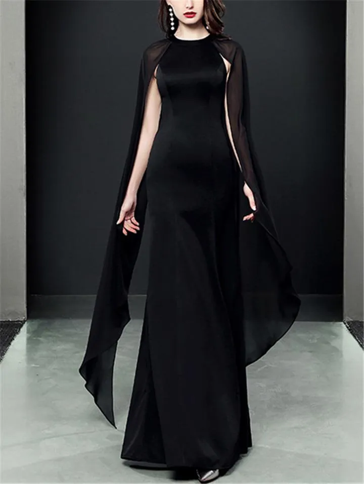 Flattering Halter Neck Fitted Waist Cap Sleeve Maxi Dress for Evening Party