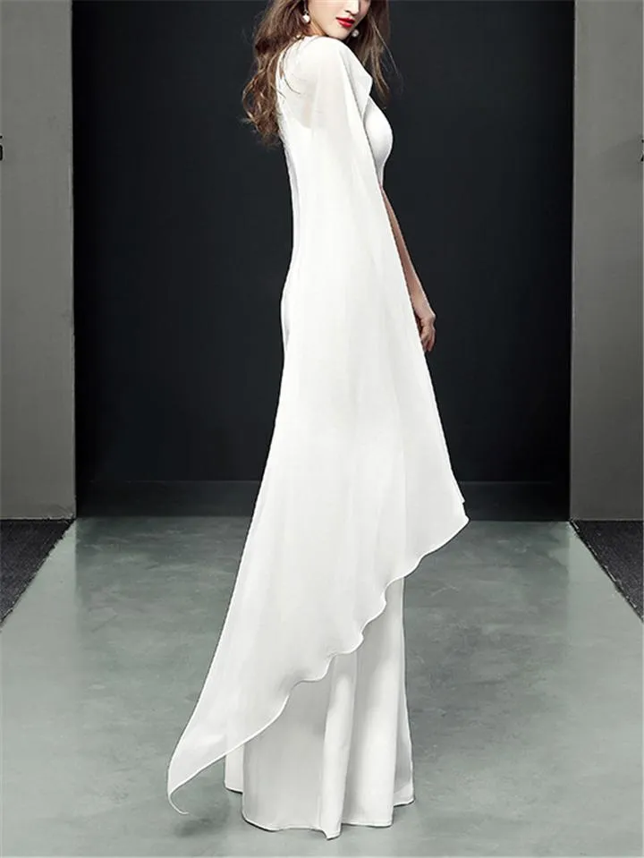 Flattering Halter Neck Fitted Waist Cap Sleeve Maxi Dress for Evening Party
