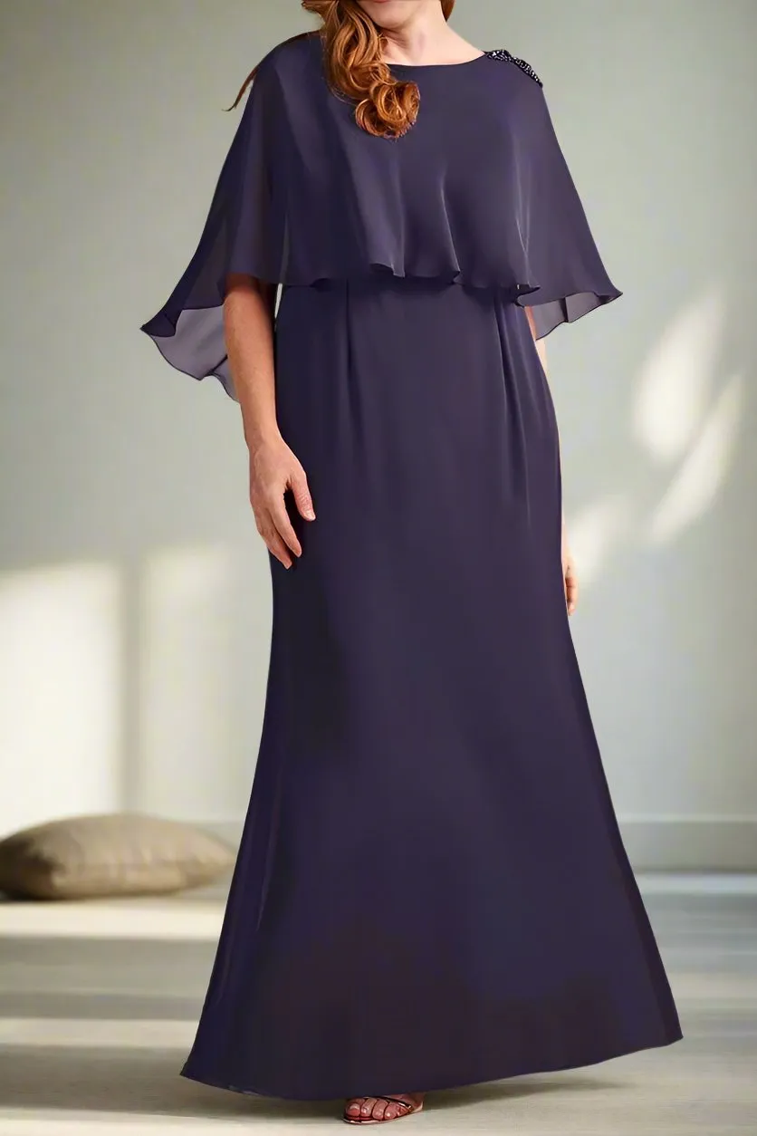 Floor Length Sheath Beading Mother of The Bride Dresses