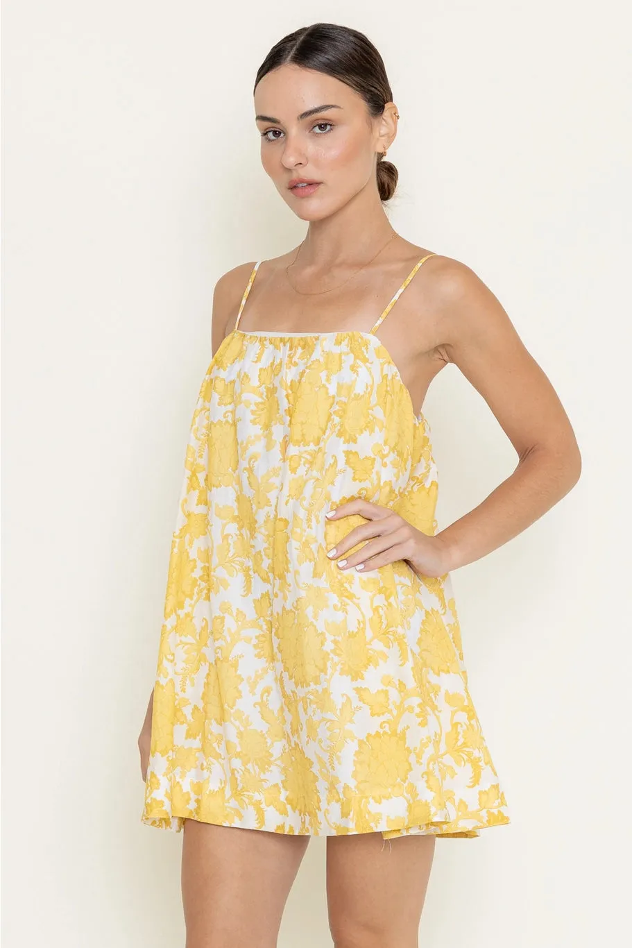 Floral Print Loose Fit Babydoll Mini Dress
