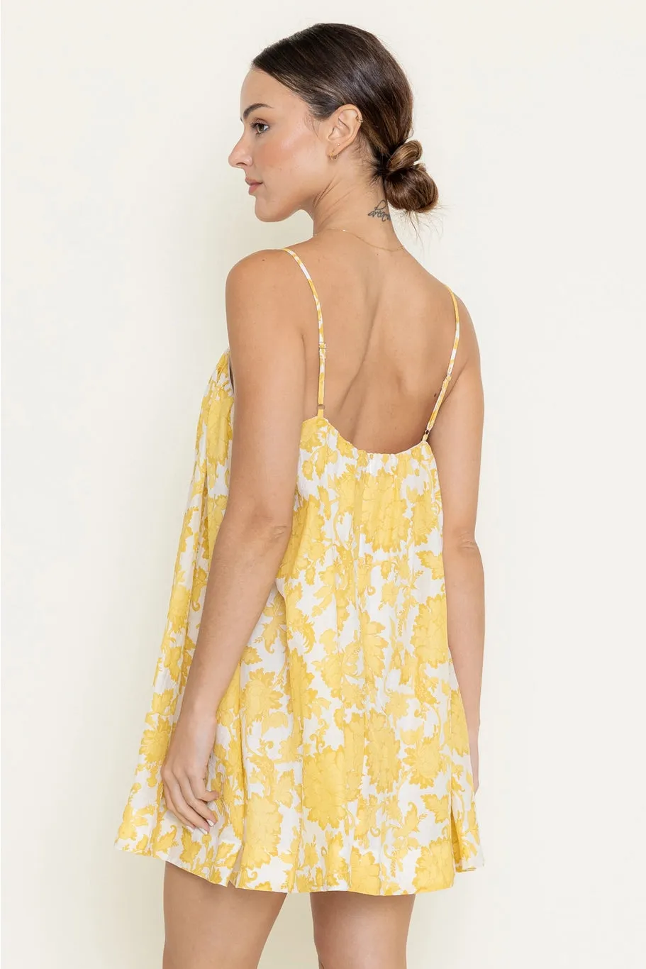 Floral Print Loose Fit Babydoll Mini Dress