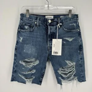 Frame shorts womens 25 blue le slouch bermuda distressed grunge baggy loose y2k