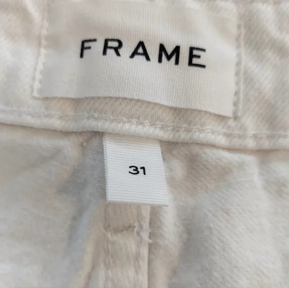 Frame Womens Shorts Size 31 Le grand Garcon White 100% Cotton Denim Raw Hem New