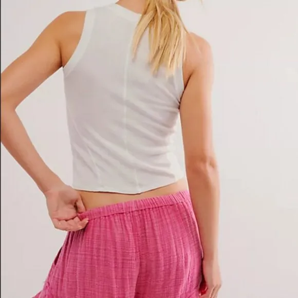 Free People FP One Solona Shorts Mid-rise Ruffled Drawstring Neon Dreams XS