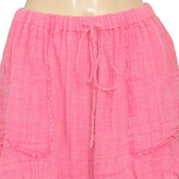 Free People FP One Solona Shorts Mid-rise Ruffled Drawstring Neon Dreams XS