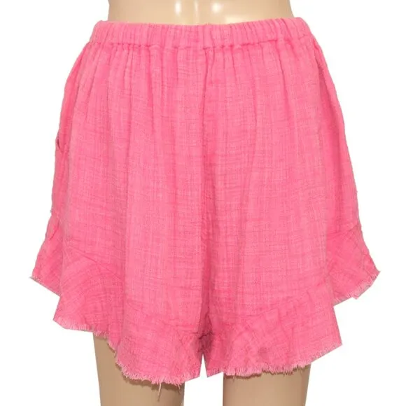 Free People FP One Solona Shorts Mid-rise Ruffled Drawstring Neon Dreams XS