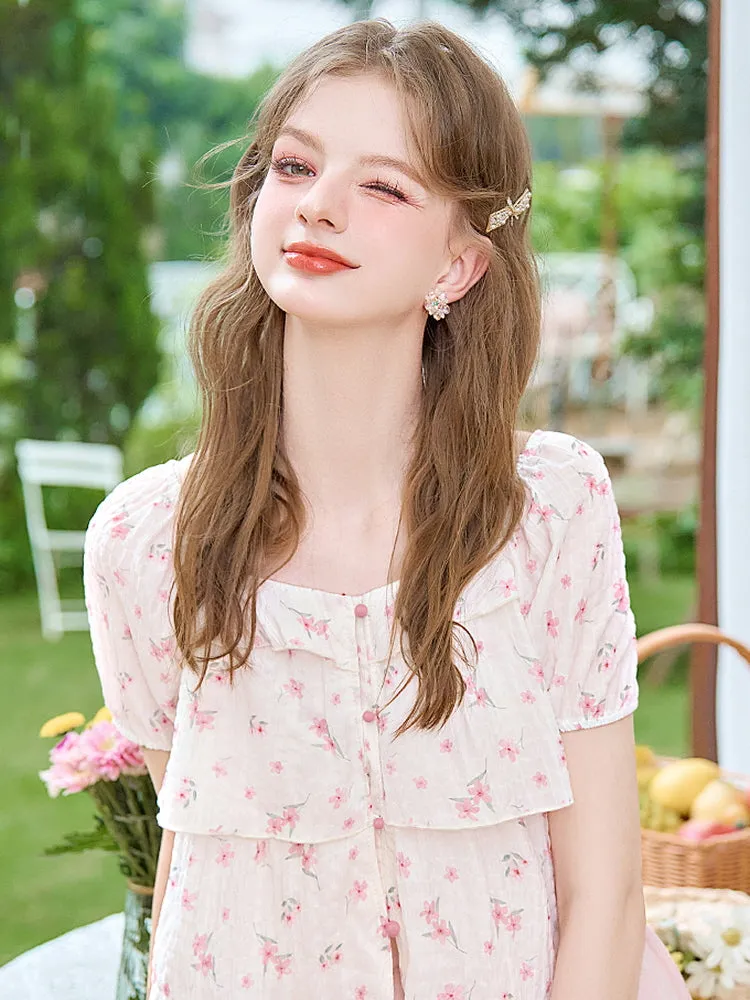 French Romantic Floral Blouse