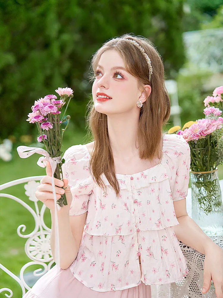 French Romantic Floral Blouse