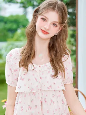 French Romantic Floral Blouse