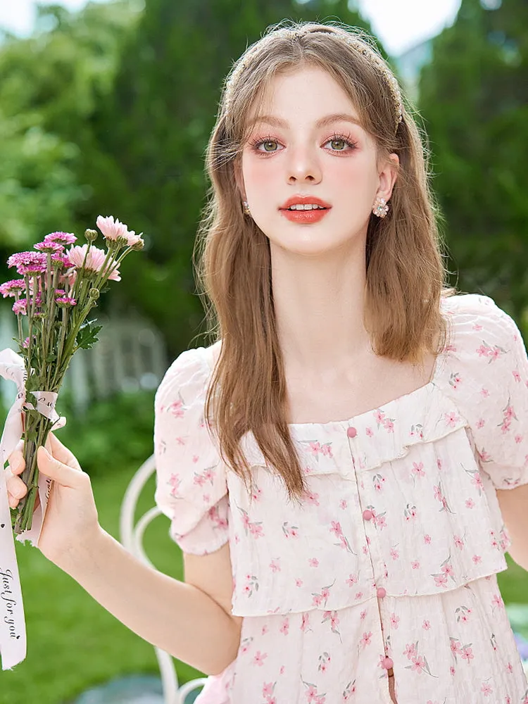 French Romantic Floral Blouse