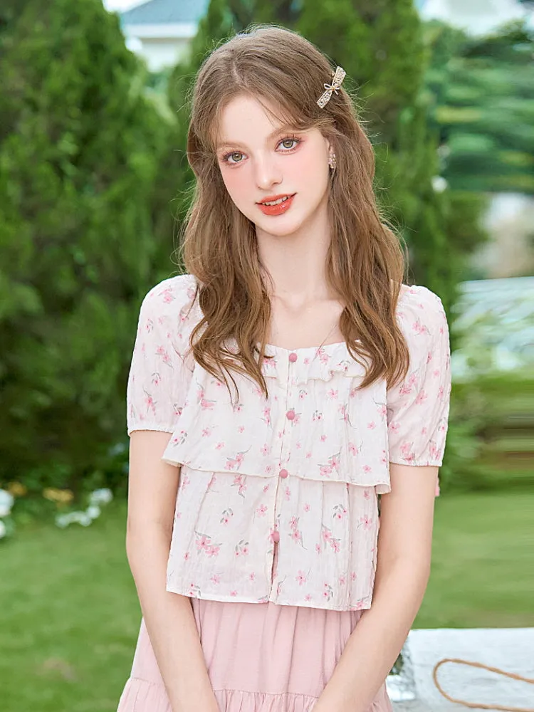 French Romantic Floral Blouse