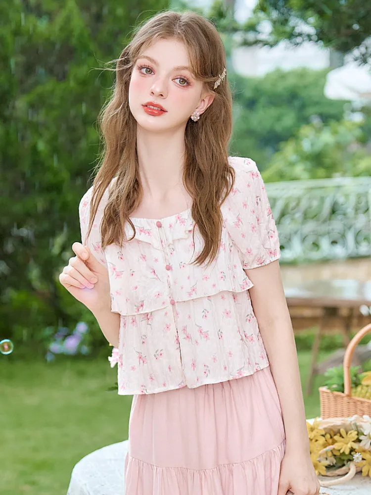 French Romantic Floral Blouse