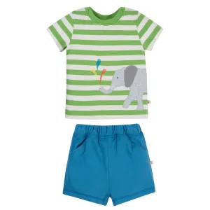 Frugi Infant Shorts Set Pg2ge Kiwi Elephant