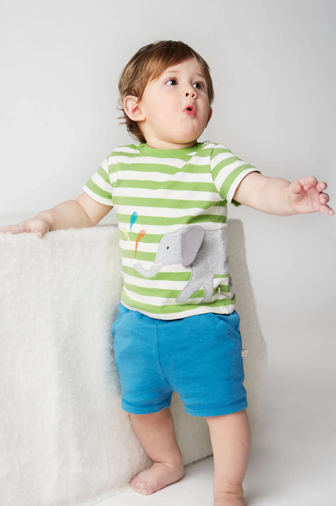 Frugi Infant Shorts Set Pg2ge Kiwi Elephant