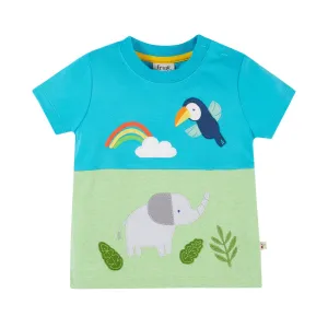 Frugi Penryn Panel Infant T-Shirt Tropical Elephant
