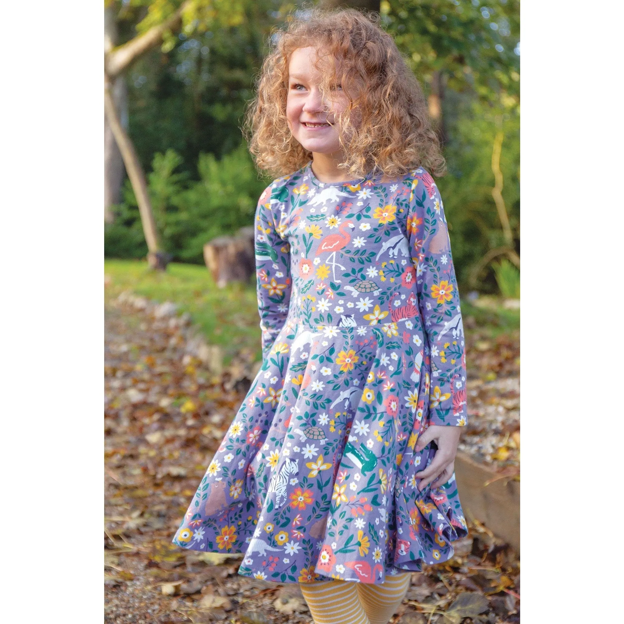 Frugi Sofia Skater Dress Rainforest Friends