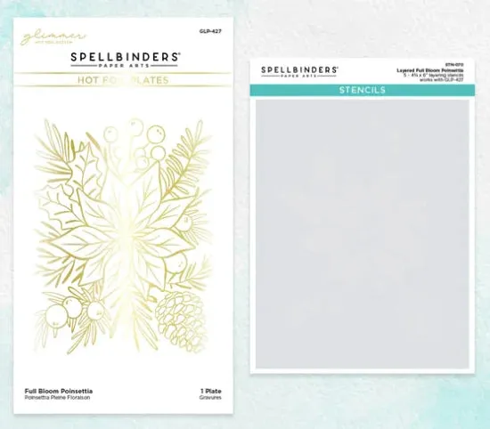 Full Bloom Poinsettia Die and Stencil Bundle Glimmer Hot Foil Plates