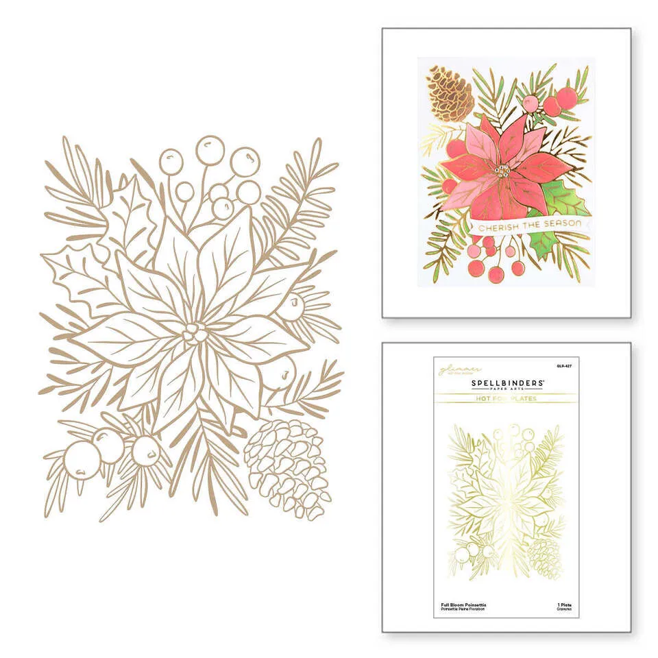 Full Bloom Poinsettia Die and Stencil Bundle Glimmer Hot Foil Plates