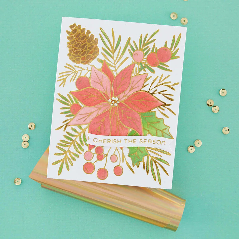 Full Bloom Poinsettia Die and Stencil Bundle Glimmer Hot Foil Plates