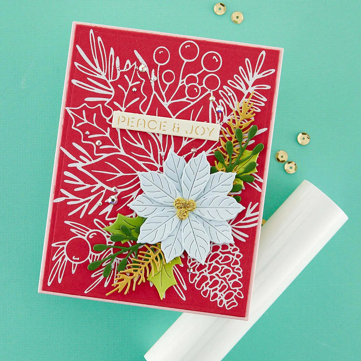 Full Bloom Poinsettia Die and Stencil Bundle Glimmer Hot Foil Plates