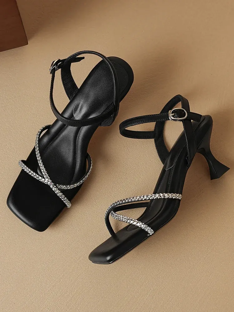Geneva Leather Square Toe Sandals