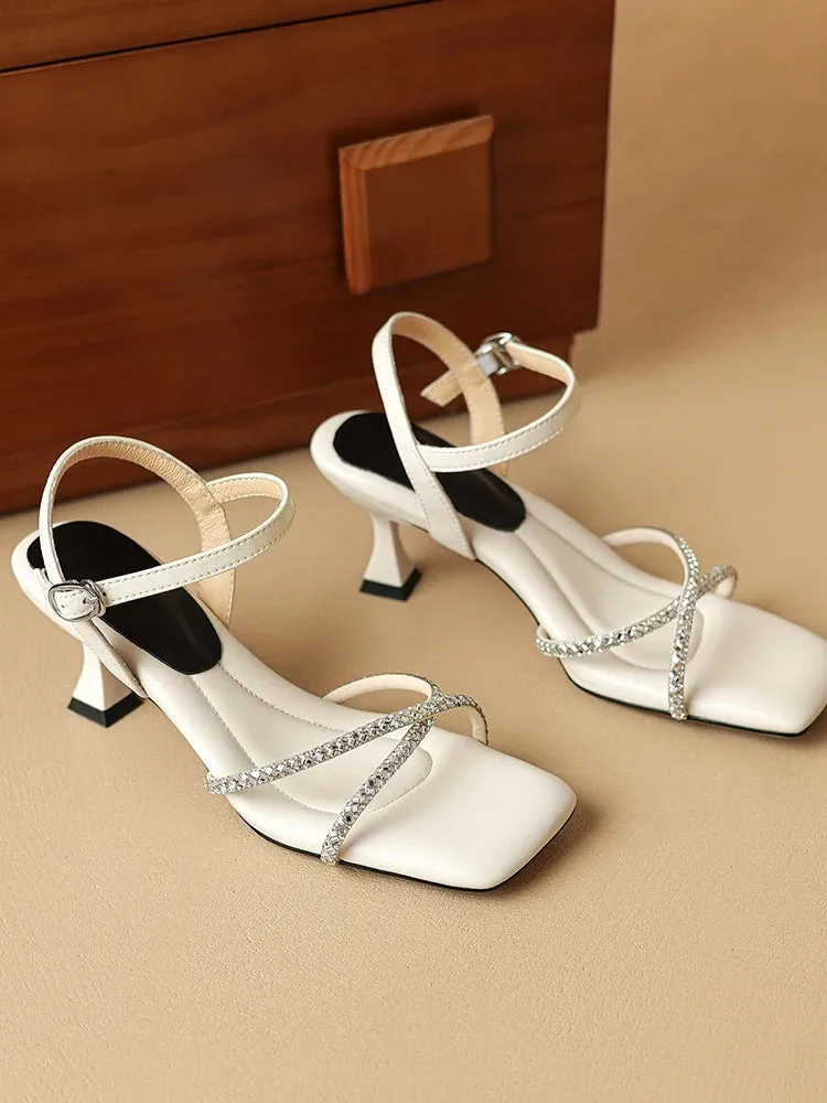 Geneva Leather Square Toe Sandals