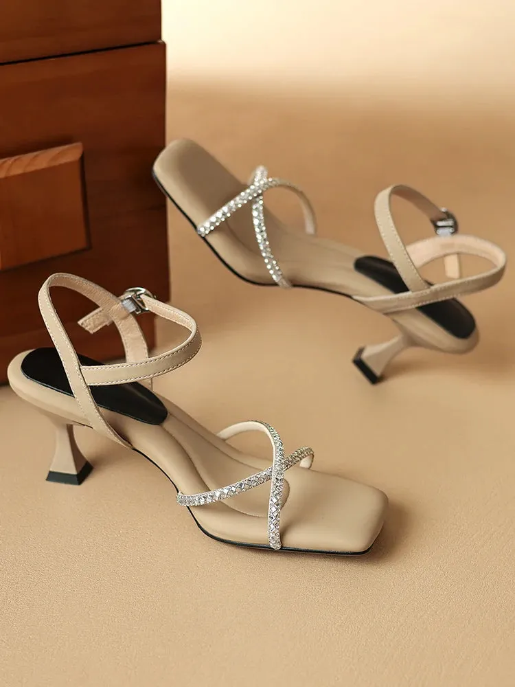 Geneva Leather Square Toe Sandals