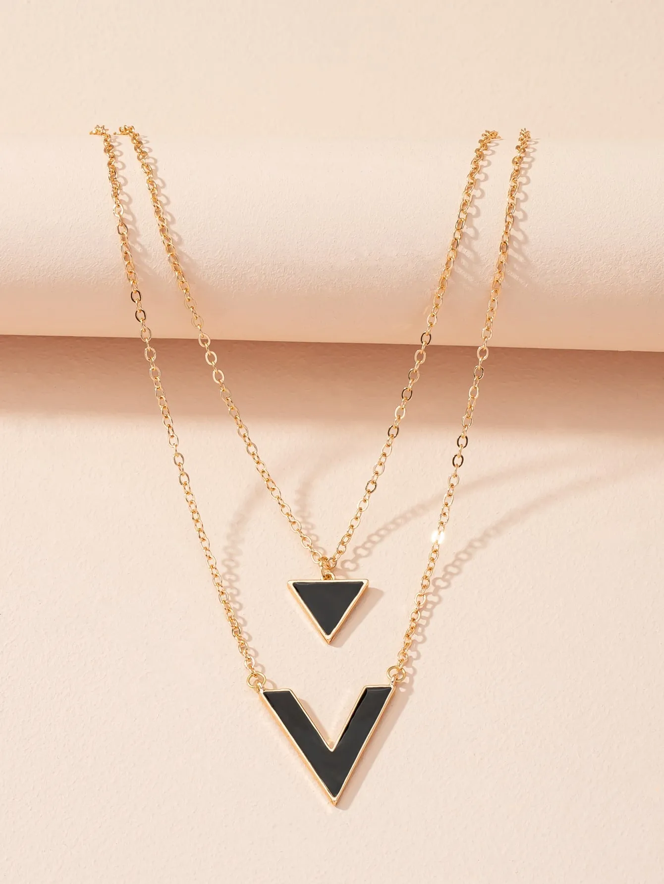 Geo Charm Layered Necklace - Gold
