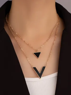 Geo Charm Layered Necklace - Gold