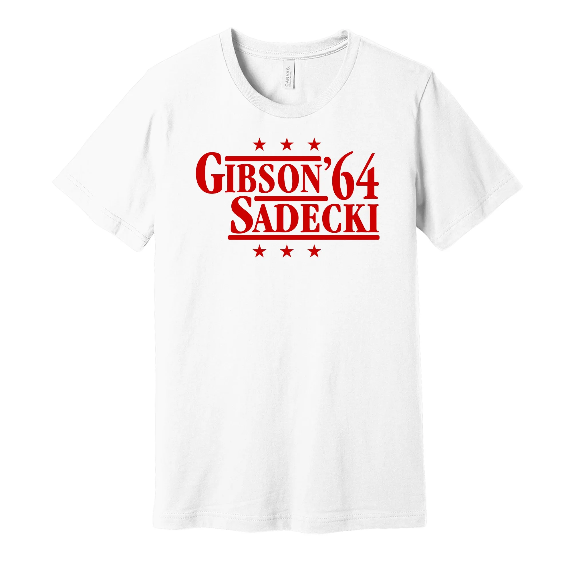 Gibson & Sadecki '64 - St. Louis Baseball Legends Political Campaign Parody T-Shirt - Hyper Than Hype Shirts