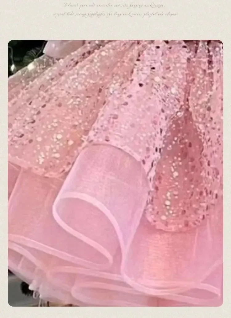 Girl's dresses for formal occasions Big Bow and Fluffy Ballet Performance prom dress Birthday Girl's Princess Dress