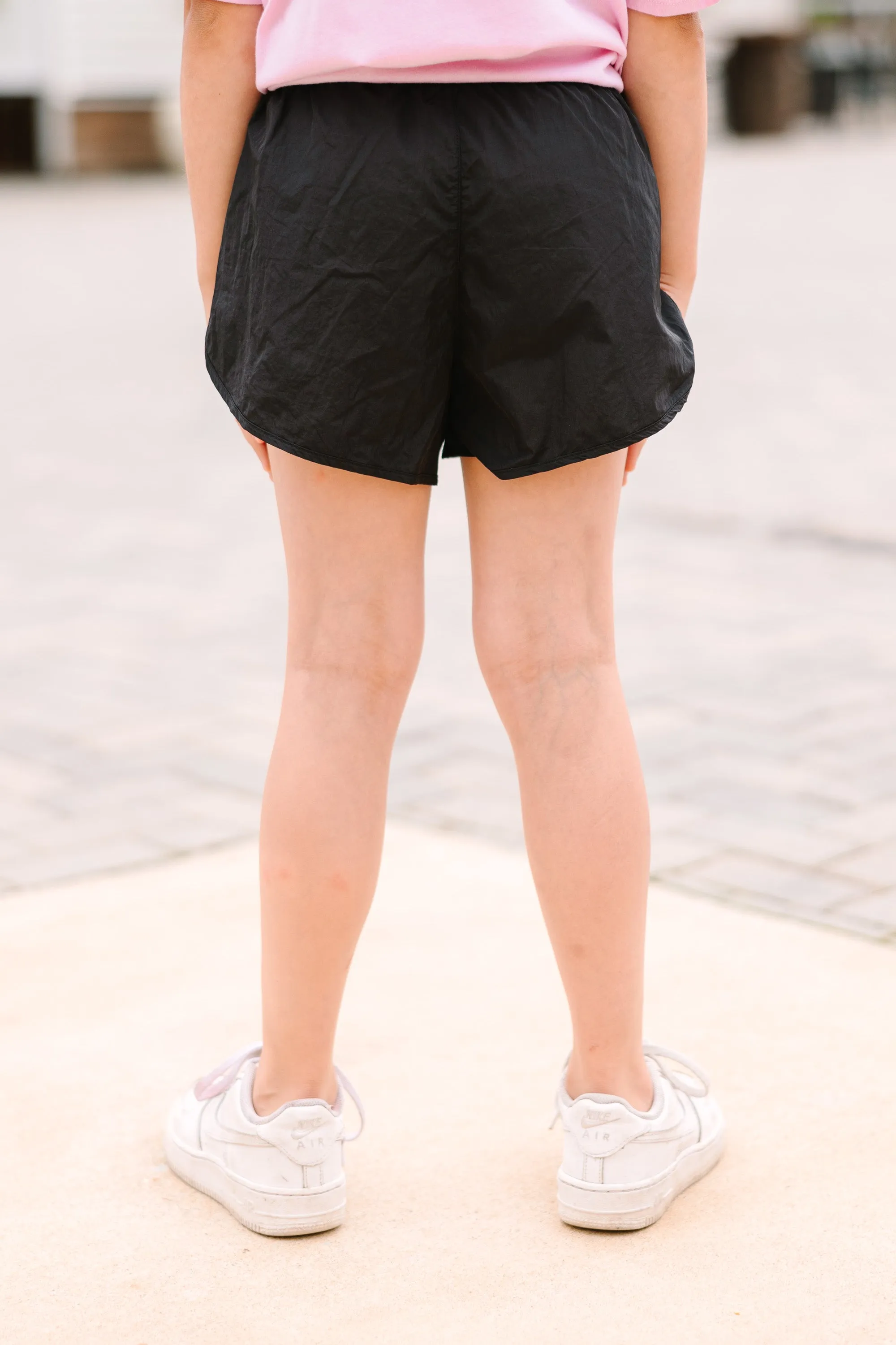 Girls: Off To A Good Start Black Running Shorts