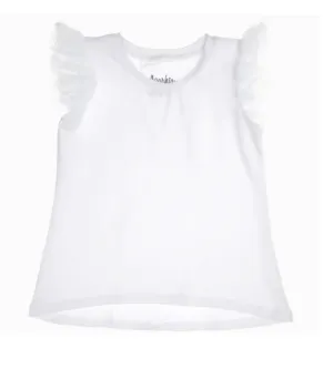 Girls Tulle Ruffle Shirt - White