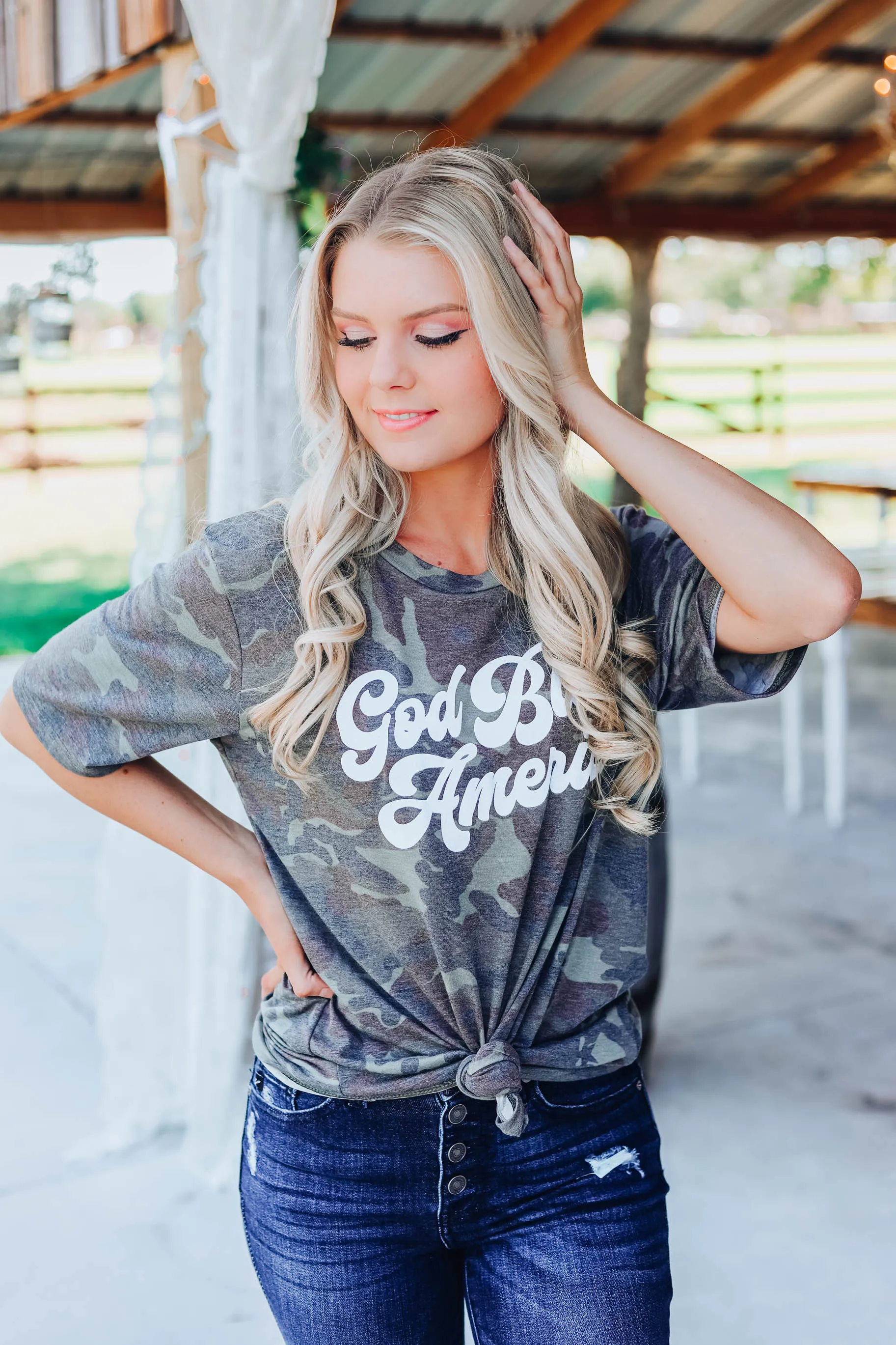 God Bless America Camo Graphic Tee